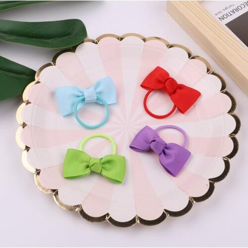 1Piece Solid Hair Bows Mini Bowknot Elastic Hair Bands For Girls Hair Ties Ropes Ponytail Holder Headwear Kids Hair Accessories