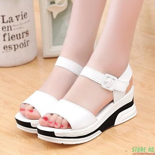 Summer Shoes Woman Platform Sandals Women Soft Leather Casual Open Toe Gladiator Wedges Trifle Mujer Women Shoes Flats