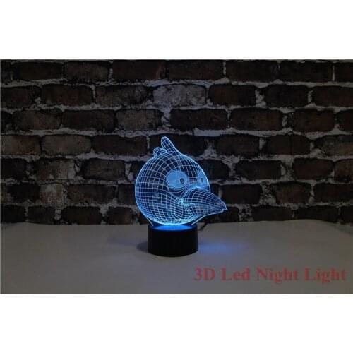 Santa Gift 3D Led Blue Ice Bird Decorative Night Lights 7 Colors changeable Creative Carton Bird Night Lights YJM-2842
