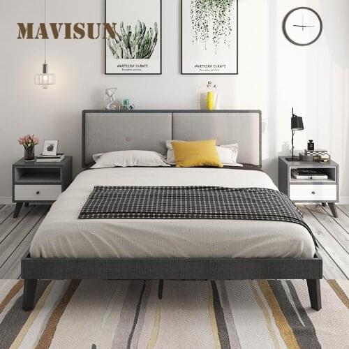 Nordic Simple Double Bed Modern Minimalist Master Bedroom Wedding Bed 1.8 m For Small Apartment High-end Bedroom Furniture Set