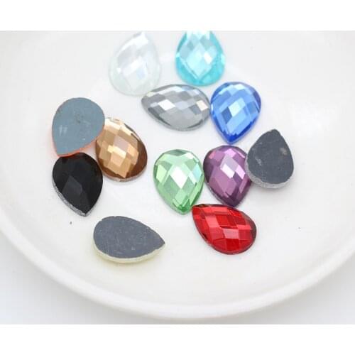 20p 10x14 Teardrop Color Foiled Flat Back faceted crystal Glass rhinestone Teardrop Gem Crystal Eye Facet jewelry making beads