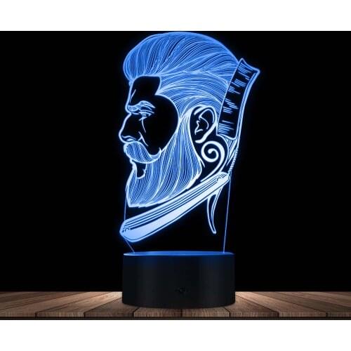 Barber Shop Business LED Night Light Beauty Salon Hairdresser Store Sign Creative Night Lamp 3D Optical illusion Table Light