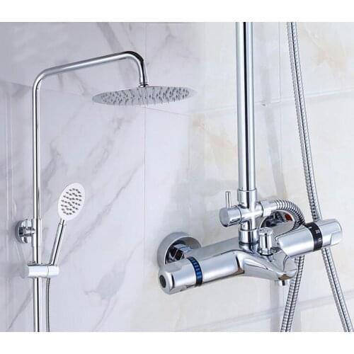 Bathroom thermostatic shower faucet shower head set,Wall mount shower faucet mixer,Brass shower faucet thermostatic mixing valve