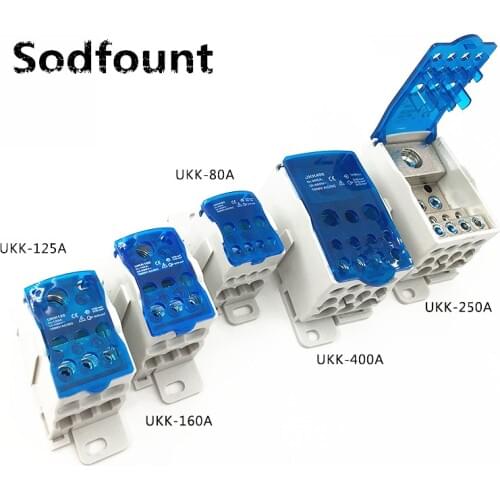 UKK80A 125A 160A 250A 400A 500A Terminal Block 1 in many Out Din Rail distribution Box Universal Electric Wire Connector