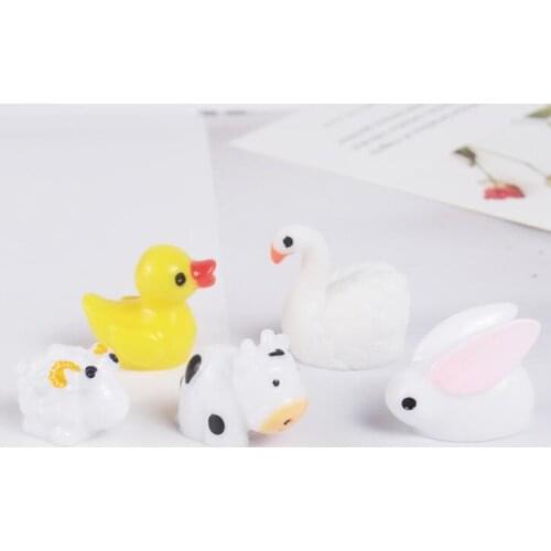 10 pcs/lot Flat Back Kawaii Resin Cabochon Animal Resin Craft Decor Fairy Garden Miniatures Terrarium Figurine