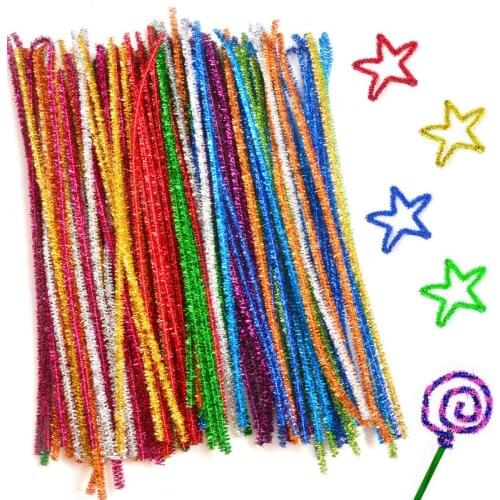100pc Creative Flash Chenille Stem Pipe Cleaner Childrens Toys DIY Kindergarten Handmade Materials Crafts