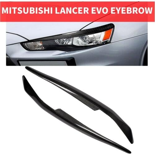2PCS Car Styling Real Carbon Fiber Headlight Eyebrow Eyelids For Mitsubishi Lancer EVO Evolution EX Ralliant Outlander 2008-2014