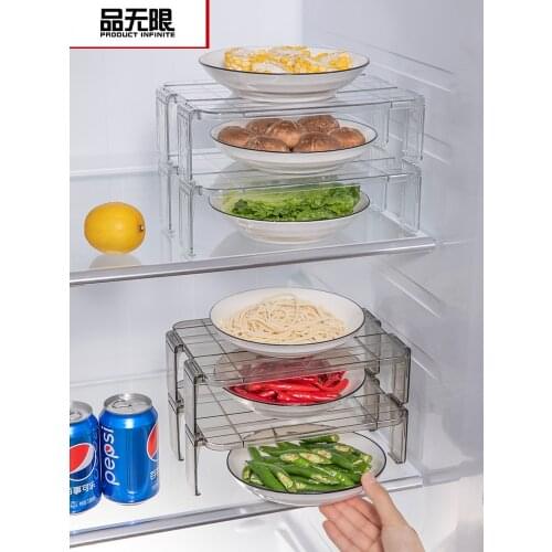 2pcs fridge organizer fridge rack kitchen racks kitchen items Stackable shelf Layered shelf Tray storage rack