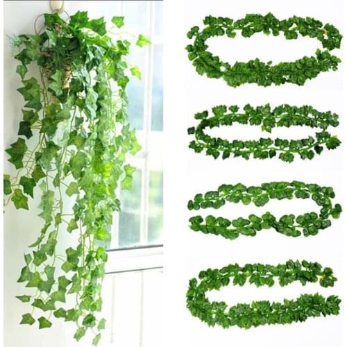 2M Artificial Lvy Vine Creeper Leaf Vine Wall Hanging Decoration Plants Gardening Balcony Succulent Glasses Plant Fake Leaves