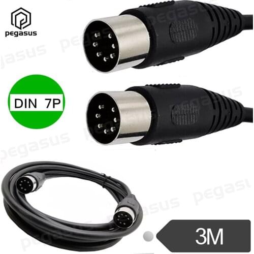 3 Meters MIDI 7 Pin Din Male to Male Adapter Cable For Signal Docking and Transmission
