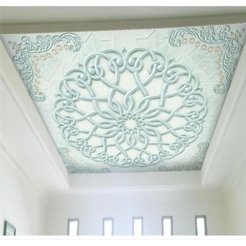Wellyu Custom wallpaper 3d обои light blue three-dimensional luxury European pattern ceiling wall 3d wallpaper papel de parede