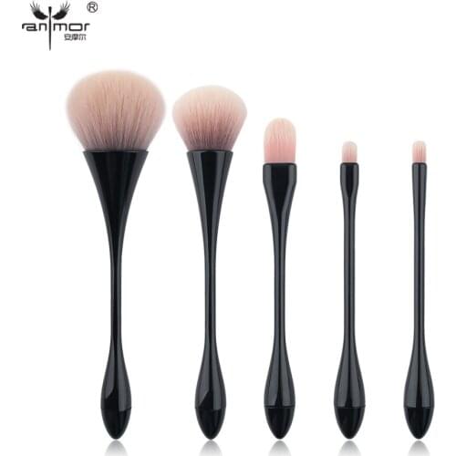 Anmor High Quality Makeup Brushes Set 5 pcs Synthetic Thin Waist Make Up Brushes Kit Powder Brush Concealer Brush Black HT01