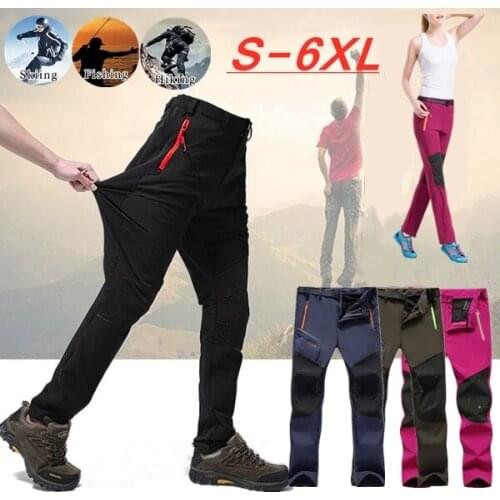 Mens/Womens Outdoor Hiking Pants Femme Softshell Pants Climbing Waterproof Thremal Mountain Trekking Pant Trousers Plus Size