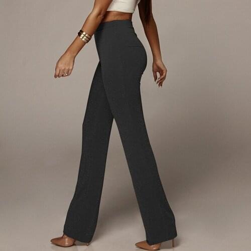 Apricot Women Pants Sexy Buttock Horn Trousers High Waist Gold Silk Straight Trousers Elastic Waist Solid Color Skinny