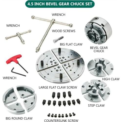 4.5 inch Bevel gear chuck set Woodworking lathe