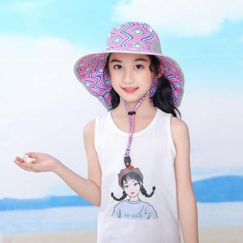 Kids Bucket Hat Wide Brim Children Beach Sun Hat Summer Girls Boys Outdoor Travel Casual Hiking Hats Sportswear Accessories