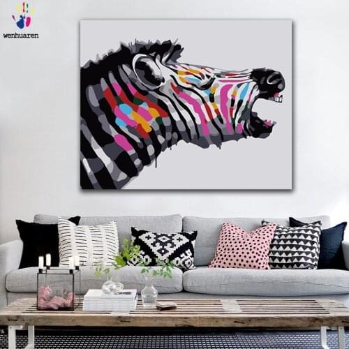 DIY colorings pictures by numbers with colors Colored roaring zebra picture drawing painting by numbers framed Home