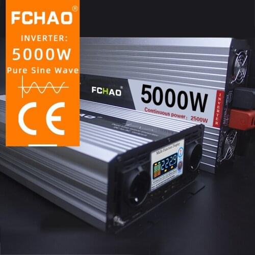 FCHAO 5000W Inverter 12v 220v Pure Sine Wave 24v 110v Power Converter LED Display Voltage Transformer Auto accessories Ups