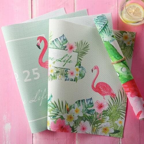 Flamingo Turtle Leaves Cactus PVC Mat Pad Placemat Steak Place Mat Tea Mat Coaster Environmental Kitchen Mad Table Decoration