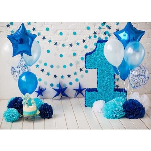 Balloon Star Decorations Vinyl Cloth Photographic Background for Photo Studio Children Baby Birthday Party Backdrop Photo Studio