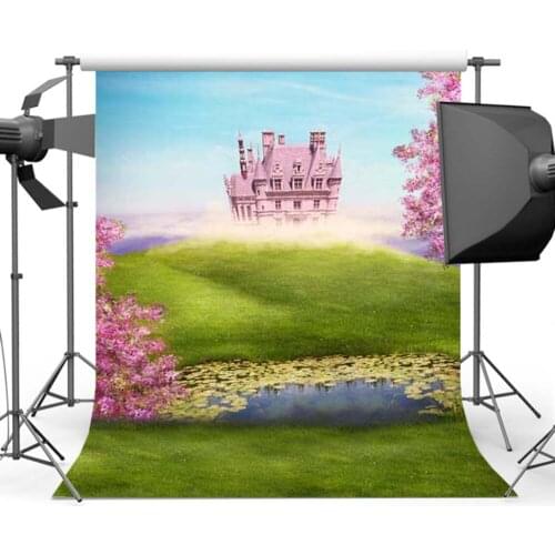 Mehofoto Floral Castle Photography Backdrops Green Grass Photo Background for Studio Computer Printed Custom S-1366