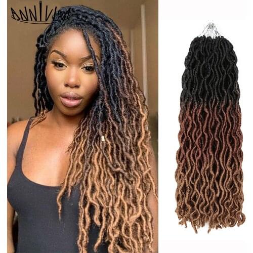 Handmade Faux Locs Curly Soft Crochet Braids Hair Ombre Synthetic Goddess Nu Locs Hair Extensions Dreadlocks For Black Women