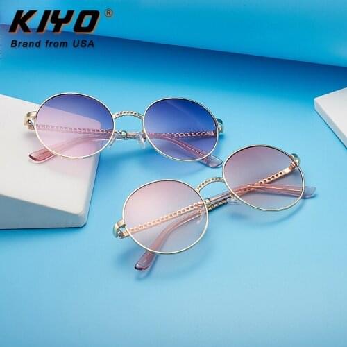 KIYO Brand 2020 New Women Round Sunglasses Metal Fashion Sun Glasses High Quality UV400 Driving Eyewear 8955
