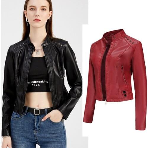 Autumn Sashes Pu Faux Leather Jacket Women Zipper Slim Short Biker Jackets Coat Female Outwear Tops casacos feminino