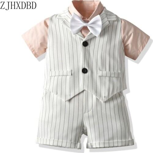 2020 Summer Style Formal Gentleman Boy Suit Boy Formal Shirt Blouses Vest Shorts Pants 3 Pieces Sets Suit Children Performance
