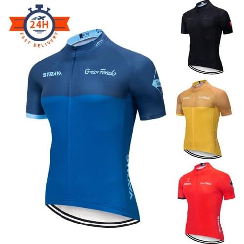 Summer New STRAVA Mountain Bicycle Clothing 100% Polyester Cycling Jersey Maillot Racing Bike Clothes Pro Cycling Clothing 2021