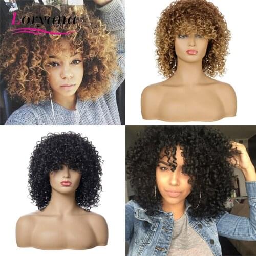 Loryana Short Bob Synthetic Wigs for Black Women Kinky Curly Wigs Fashion natural high temperature silk chemical fiber Cospaly
