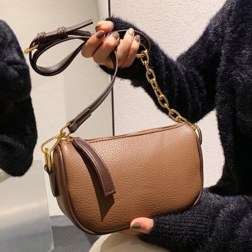 Small PU Leather Crossbody Bags For Women 2021 Winter Solid Color Simple Chain Shoulder Messenger Bag Female Purses and Handbags