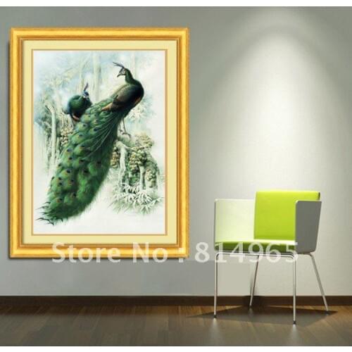 Embroidery Package 3 Pieces (1 lot=3 pieces) Luxurious Green Peacock Bird Animal Tree Flower Cross Stitch 5-15Business Days