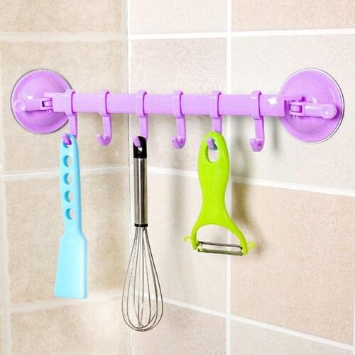 Wall Vacuum Rack Suction Cup 6 Hooks Towel Bathroom Kitchen Holder Sucker Hanger Accessories Rugs Hooks Hot Selling Wholesale