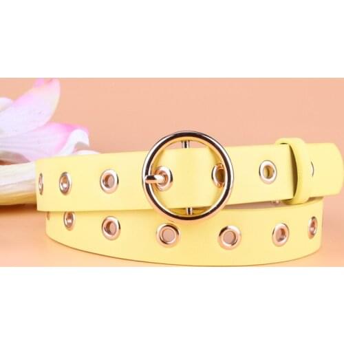 New Women Leather Belt Round Metal Pin Buckle Circle Belts 8 Colors Hot Brand Fashion Punk O Ring for Women Belt w/2.7cm