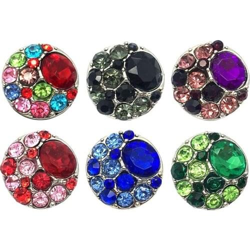 Wholesale w033 flowers 18mm 20mm rhinestone metal button for snap button Bracelet Necklace Jewelry For Women Silver jewelry