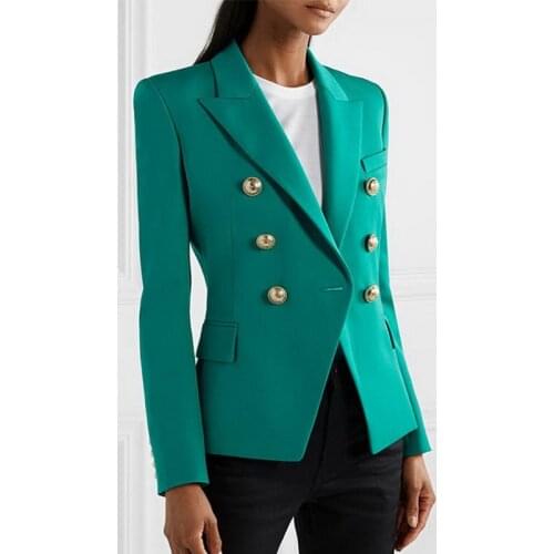 Pink Blue Green Formal Women Blazers 2020 New Coat Double Breasted Blazer Office Ladies Business Womens Blazer Jackets Autumn