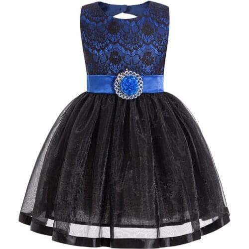 2019 New Girl Sleeveless Princess Dress Europe And America Sexy Lace Flower Party Evening Gown Kids Formal Tutu Embroider Dress