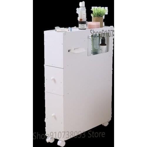 Bathroom Slot Shelf Toilet Locker Storage Cabinet Toilet Floor Narrow Cabinet Toilet Side Cabinet Side Cabinet Belt Wheel