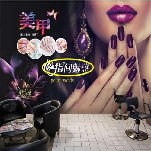 Custom Fashion Nail Theme 3D Black Background Photo Wallpapers Modern Nail Shop Beauty Salon Industrial Decor Mural Wallpaper 3D