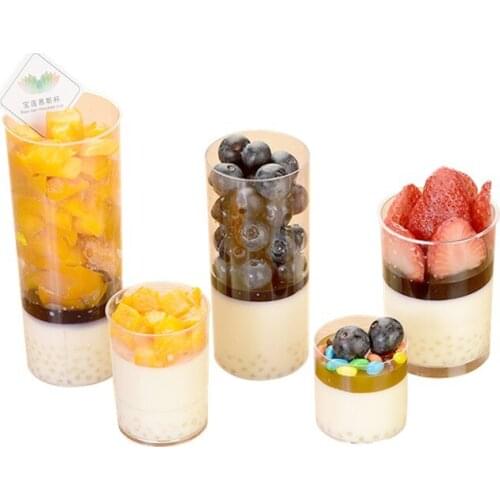 High quality transparent round disposable dessert cup 60ml 200ml small thick plastic cups party birthday favor cake pudding cup