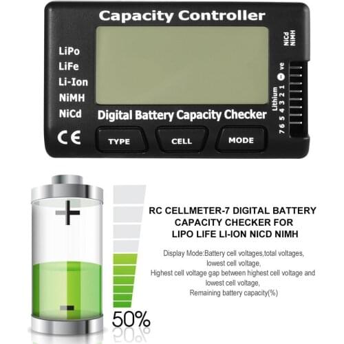 RC CellMeter-7 Digital Battery Capacity Checker LiPo LiFe Li-ion Nicd NiMH Battery Voltage Tester Checking CellMeter7