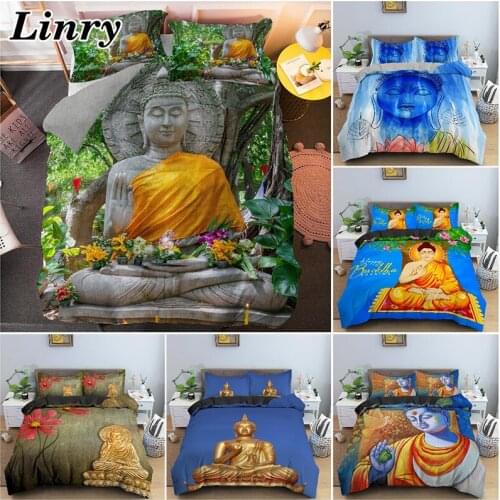 Religion Sitting Lord Buddha Bedding Set Psychedelic Mandala Ganesha Duvet Cover PIllowcase Single Double Twin Queen King Size