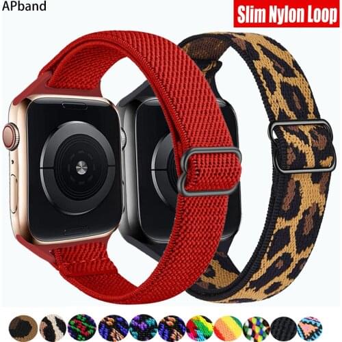 Scrunchie Strap for Apple watch band 40mm 44mm 38mm 42mm Adjustable Elastic Nylon solo Loop Slim bracelet iWatch 3 4 5 6 se band