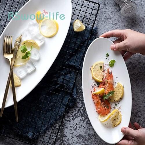 Special-shaped Ceramic Tableware Creative Oval Plate Sushi Dish Fish Dish Dinner Plates Sushi Plate Ceramic Plate
