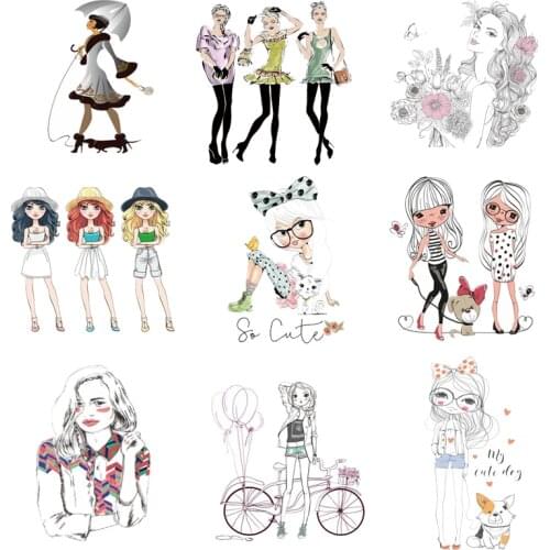 Iron-on Transfers for Clothing Patches for Clothes Girls Stickers Diy Cute Patch Flex Fusible Transfer Vinyl Adhesive Stripe C