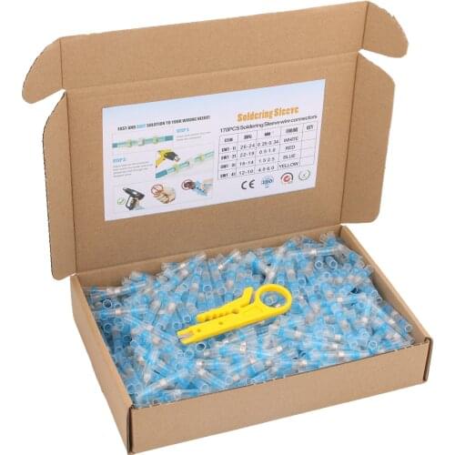 AWG16 -14 100/300/500PCS Heat Shrink Soldering Sleeve Insulated Waterproof Electrical Butt Splice Wire Connectors Terminals