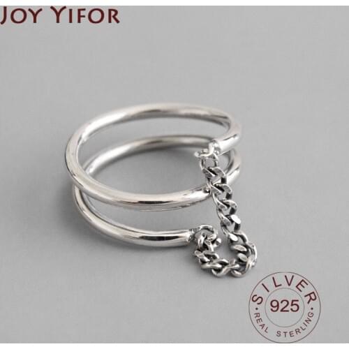 Wholesale European Fashion Woman Girl Party Wedding Gift INS Niche Retro Chain 925 Sterling Silver Open Ring
