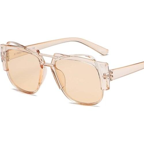 Vintage Sunglasses Women Men Retro Fashion Square Sun Glasses UV400 Double Nose Bridge Plastic Frame Eyewear Tourism Eyeglasses