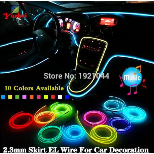 High quality By 2.3mm-Skirt Trendy Car Party Decor With 12V Steady On Driver Led Thread Energy Saving EL Wire Rope Tube